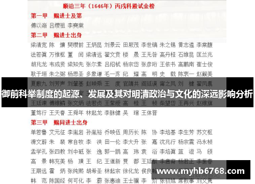 御前科举制度的起源、发展及其对明清政治与文化的深远影响分析
